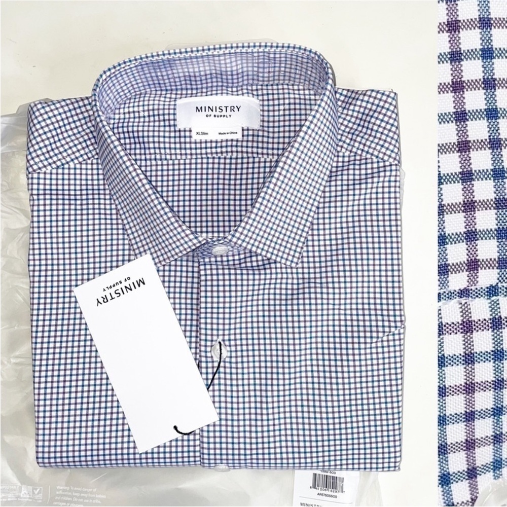 Ministry of Supply Performance Aero Dress Shirt Blue Purple Slim Fit XXL New